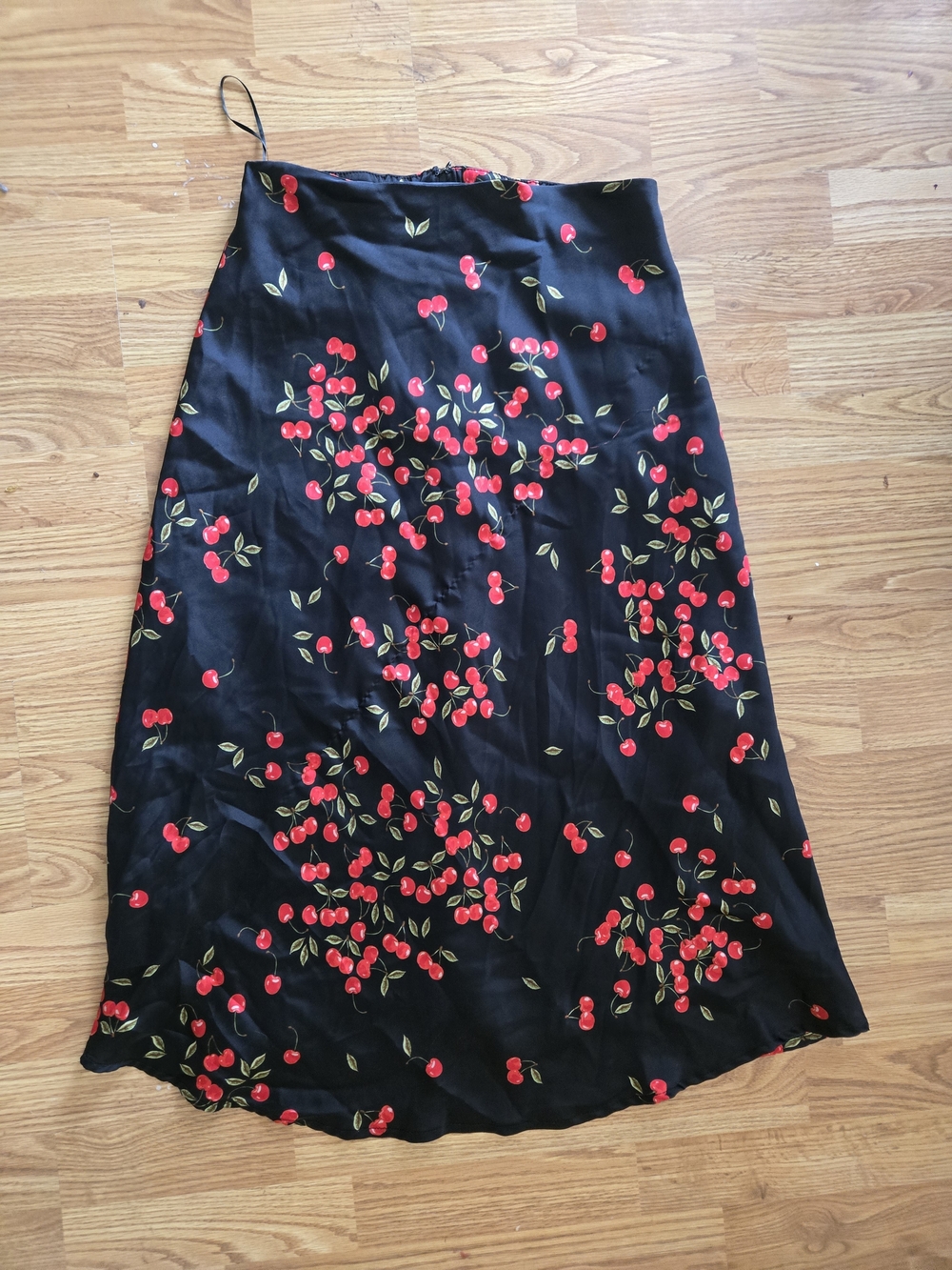 Black Cherry Print Midi Skirt